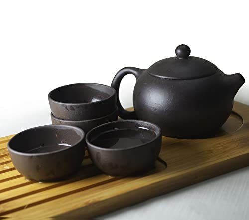 Yxhupot Teacup 4Pcs Chinese Yixing Clay Genuine Black Heijingang Gongfu Tea Cups Little (4Pcs Little Cup 50Ml) #TOP3