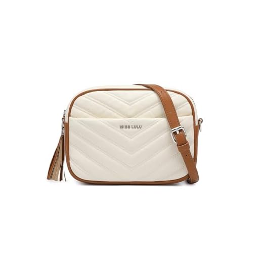 Miss Lulu Petit Sac à Main Bandoulière Fille en Cuir Synthétique - Texture Tressée en V avec Pompon - Imperméable Sac Porté Épaule, Cadeau pour Noël et Fêtes