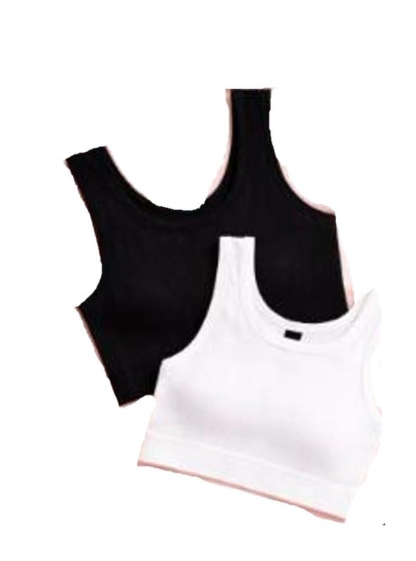 Women Ribbed Sleeveless Crop Tank Top Pack of 2 Stretch Fit Modern Casual Crop Blouse Combo-picture-49