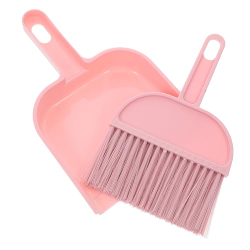 LRXIYODE Mini Kehrschaufel und Besen Set Kompakt Klein Tragbar mit Weichen Borsten für Effektive Tischreinigung Haus Büro Auto Camping in Rosa