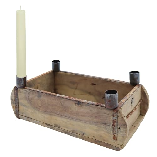 Adventsleuchter in Ziegelform für Stabkerzen - 30 x 15 cm - Holz...