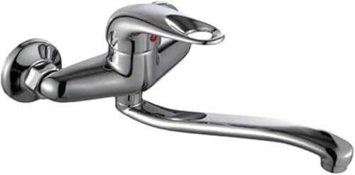 Xiraivke キッチン・浴室用壁付き混合水栓 シングルレバー 180° 首回り 泡沫吐水ツーホール式 冷温水切り替え合金ミキサー+専用アクセサリー