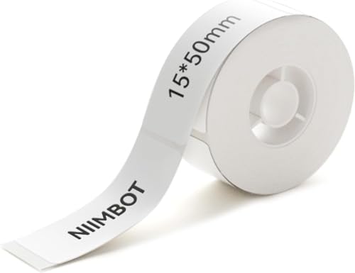 NIIMBOT Etiquetas térmicas para etiquetadoras D11 D110, H1S, D101 - Papel autoadhesivo para impresora (15 * 50mm）, 1 rollo de 130 unidades (blanco) ⭐