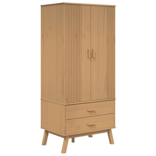 vidaXL Armario Olden Madera Maciza de Pino marrón 76,5x53x172 cm, Armario de Almacenamiento, ropero, Armario de Dormitorio, Armario
