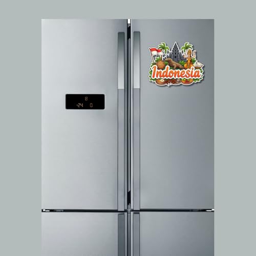 Image of Premium Laser Cut MDF Fridge Magnet for Home Decor, Vibrant Layered Travel Artwork Souvenir Gift with Strong Magnetic Hold, Refrigerator Decoration for Kitchen & Office - Indonesia