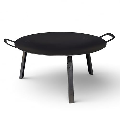 ProTermo 3-in-1 Feuerschale Grillplatte Ø 60 cm, klappbare Füße, 3 mm Stahl, 5 kg, Grillpfanne für Camping Garten Balkon, Lagerfeuer Pfanne