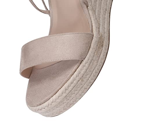 Image of Women's Wedge Platform Espadrille Open Toe Lace-Up Sandals, Cross Strap Wedge Sandals Summer Espadrilles Ankle Strap Buckle Platform Sandals
