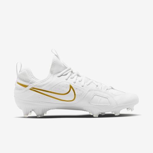 Nike Huarache 9 Varsity LAX Lacrosse Cleats (FD0090-100, White/White/Metallic Vivid Gold) Size 11.53