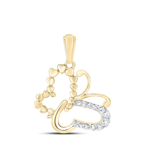 10K Yellow Gold 1/10 CTW Womens Diamond Butterfly Pendant