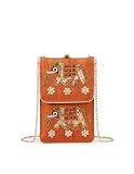 Elephant Embroidered Mobile Sling Bag – Traditional Ethnic Phone Pouch with Chain Strap Crossbody Party Purse