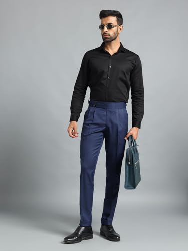 Image of Gurkha Pants for Men | Trouser for Men | Formal Pant | Double Button | Regular Fit Trouser High Waist Pleated Casual Trousers | Straight Leg Pants for Office Smart Casual Travel Party