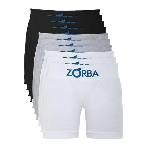 Kit com 10 Cuecas Zorba Boxer Algodão Sem Costura Infantil 678 Mescla/Preto/Branco - M