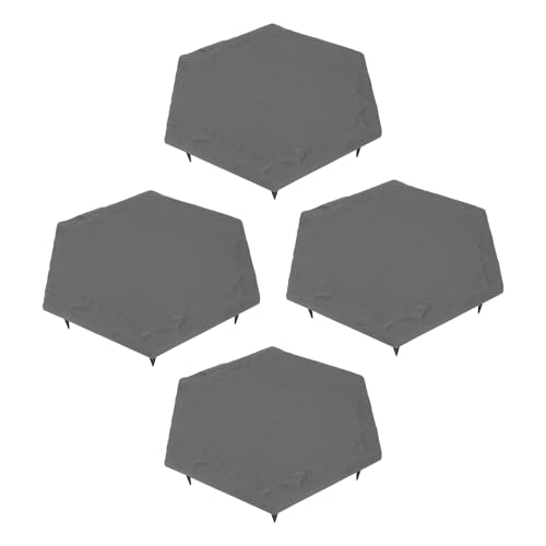 4 Piedras de Paso para Pasarela de Jardín, Adoquines Decorativos de Plástico Duradero con Estacas, Pasarela Al Aire Libre para Paisaje de Césped Y Patio (Gris)