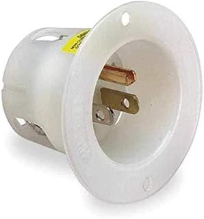 15A Flanged Inlet Receptacle 125VAC 5-15P WH