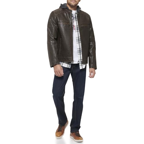 Image of Levi's Men's Faux Leather Racer Jacket Coat