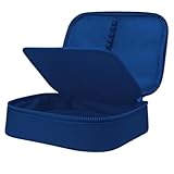 Estojo Box Organizador Escolar Com Divisórias Multifuncional 24 Elásticos Lápis Caneta 100 Pens Masculino Feminino (Azul)