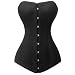 Charmian Women's 26 Steel Boned Cotton Long Torso Hourglass Body Shaper Corset Black XXXXXXX-Large