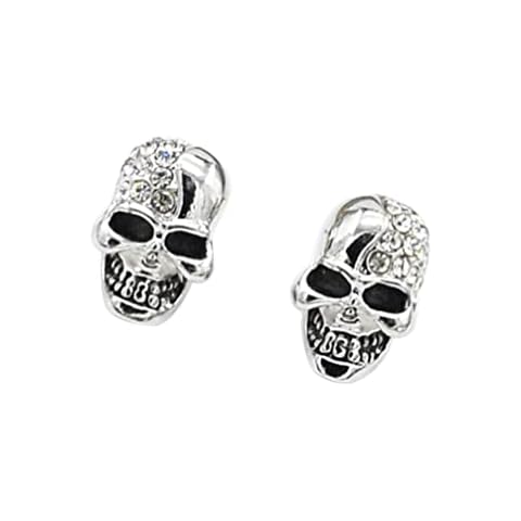Schädel Ohrstecker, Damen Herren Kristalle Totenkopf Ohrringe Edelstahl Punk Gothic Skull Schmuck Karneval Halloween Zubehör Cover