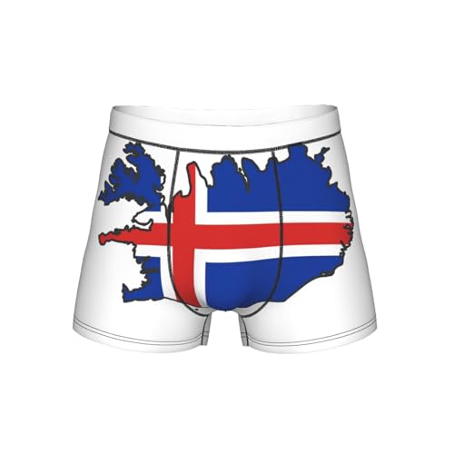 bghdfa Ropa interior elástica transpirable con estampado de mapa de la bandera de Islandia, con cintura ancha cómoda y flexible y bolsa en forma de U 3D, Negro, XL