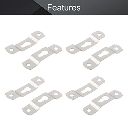 Image of MroMax 50PCS Keyhole Hanging Plate 1.93 inch x 0.51 inch Single Hole Hook for Hanging Paintings Artwork Picture Frame Hook Photos White Tone