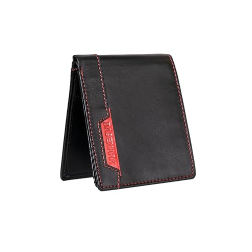 Genuine Leather Made Bi-Fold Casual, Formal, Party, Travel RFID Protected Wallet for Men-Black, Black And Red, Carry On 20 Inch, Contemporary