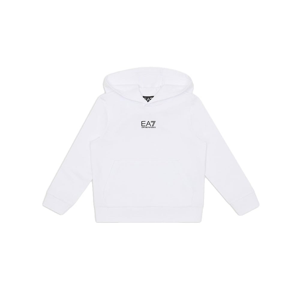 EA7 Emporio Armani Felpa con Cappuccio Core Identity Boy in Cotone garzato, per Bambini e Ragazzi 7B000024