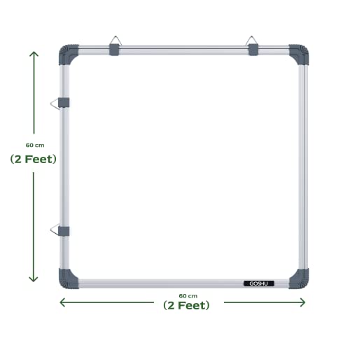 Image of GOSHU Non Magnetic 2 feet x2 feet Double Sided White Board and Chalk Board Both Side Writing Boards Includes Non-Magnetic Duster, One Black Ink Marker and 30cm Scale (2x2 feet, Pack of 4 Items)
