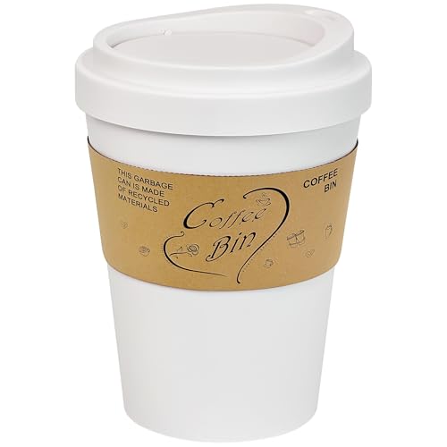 Caneca de basura blanca con tapa abatible 3.4 gal