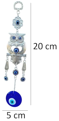 Image of Evil Eye Hanging Owl and Tree of Life Nazar Battu for Home House Entrance Protection, Wall Hanging Decorative Items for Good Luck Charm and Prosperity, Housewarming Gift, Set of 2