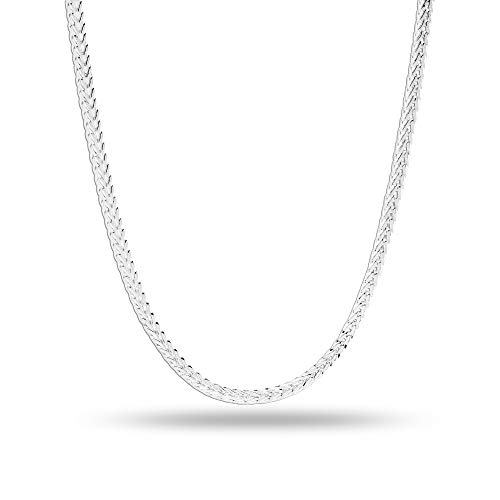 LeCalla 925 Sterling Silver Italian Fox-Tail Rope Chain Necklace for Teen and Women 16 Inches