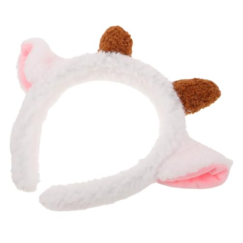 Bandeau en peluche d'agneau blanc pour soin visage et maquillage bandeau cheveux oreilles