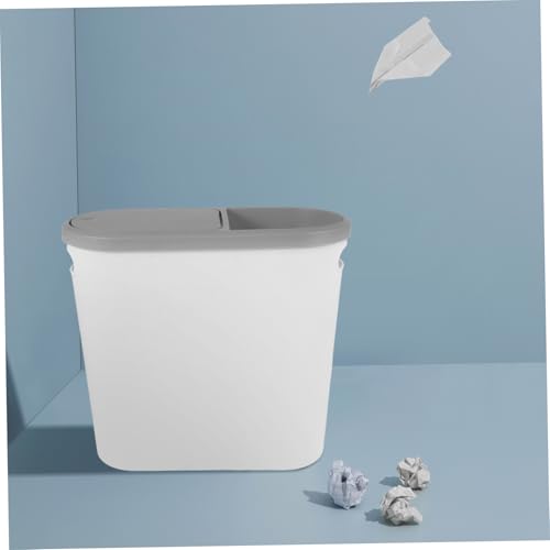 Caneca de basura rectangular blanca con tapa de presión miniatura 5