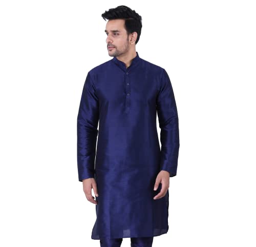 Image of Sadree Men's Silk Blend, Knee Length, Full Sleeve, Mandrin Collor, Solid Style, Attractive Colour, Solid Plain Kurtas