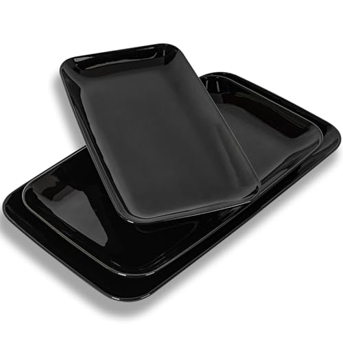 DELLING large serving platter set (16/14/12 inch) — rectangular black