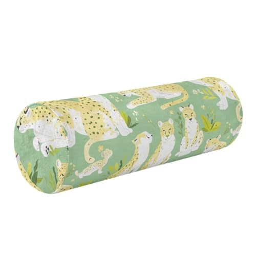 miaozhen Cartoon Cheetah Mint Green Bolster Pillow Long Bolster Pillows for Bed almohada para columna 5.5''x17''