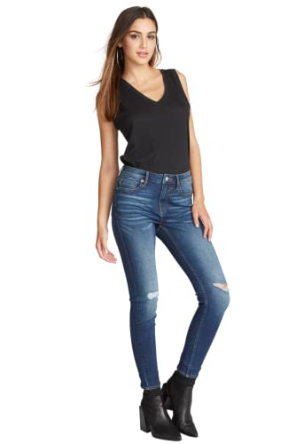 Marley Mid Rise Skinny - Destructed Dark Wash