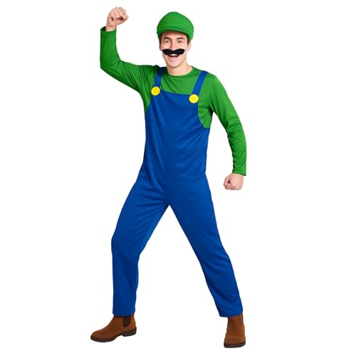 Morph Costume Plombier, Déguisement Plombier Vert, Deguisement Jeu Video, Costume Super Hero Adulte, Deguisement Halloween Homme, Déguisement Carnaval Adulte L
