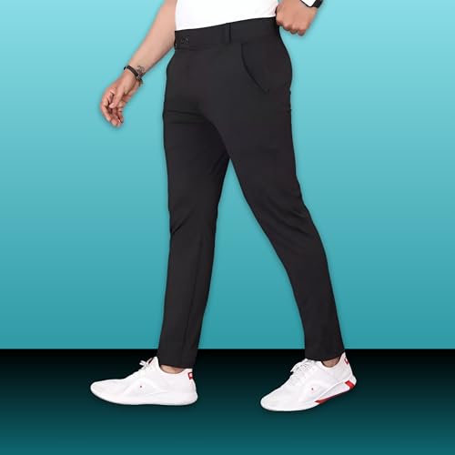 Image of Men's Lycra Blend Slim Fit Trousers - Stylish Formal Pants for Office | Regular Fit Trousers | Trousers for Men | Casual Wear for Women