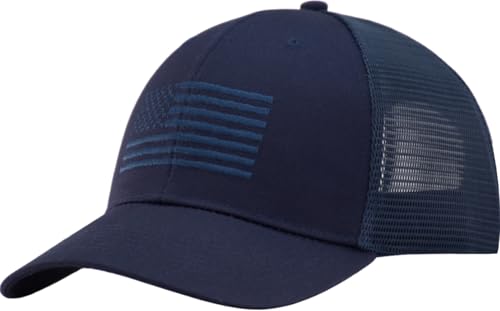 Image of TSSGBL USA Flag Trucker Hat - OSFM & XXL Big Head Fit, Adjustable Mesh Snapback American Patriotic Baseball Cap