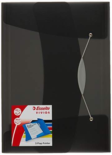 ESSELTE 624043 - Carpeta de gomas VIVIDA con 3 solapas DIN A4 color negro