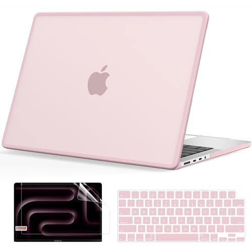 B BELK Compatible with MacBook Pro 14 inch Case M5 2026-2021 M4 M3 M2 M1 A3426 A3427 A3434 A3112 A3185 A3401 A2918 A2992 A2779 A2442, [Anti-Cracking] [Soft TPU Bumper] Hard Shell Case, Frosted Pink by B BELK - Used condition - US$8.01