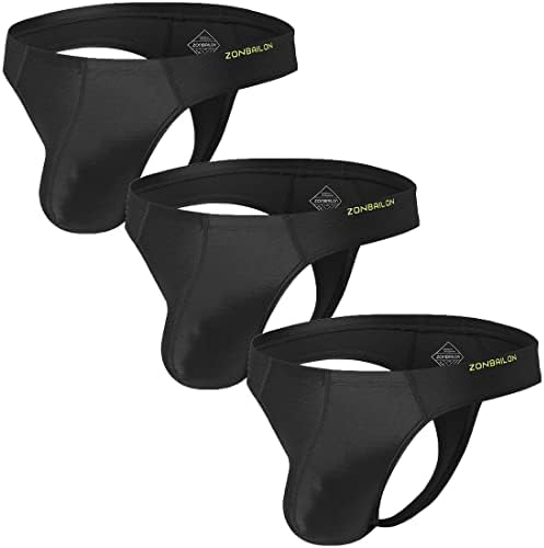 ZONBAILON Men's Thong Underwear Bulge Enhancing Pouch Male G String Sexy Silk 3Pack M