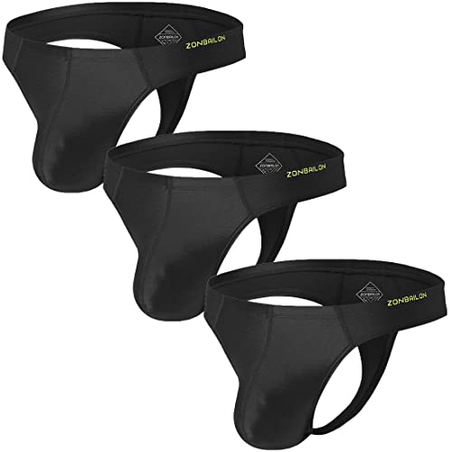 Zonbailon Men's Thong Underwear Bulge Enhancing Pouch Male G String Sexy Silk 3Pack M #TOP10
