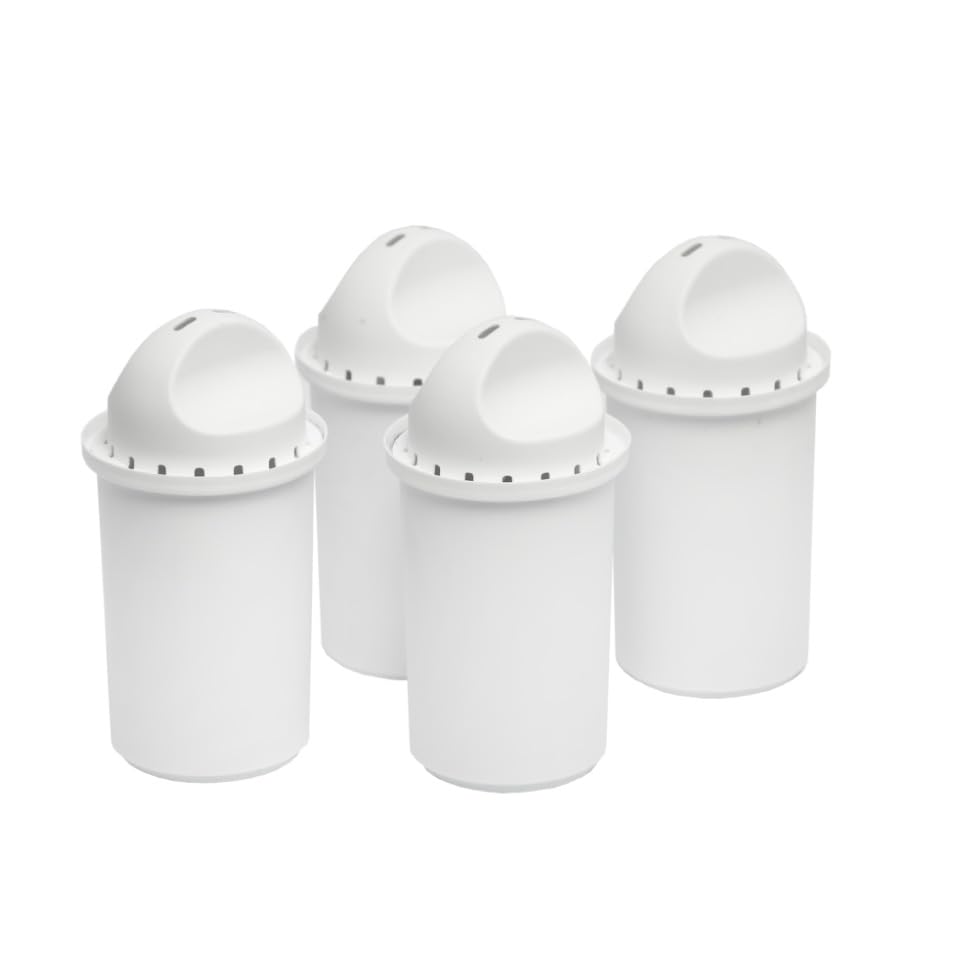 Ecosoft Lot de 4 cartouches pour carafe filtrant, filtre à eau potable domestique, recharge sans bouteilles, goût amélioré, Blanc