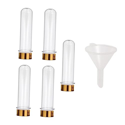 NAMOARLY 40ml Tube Bottles Set Bath Salt Jar Scoop Storage for Liquids Candy Tube Funnel Leakproof Plastic Containers 6 Pack for Beauty Craft Supplies