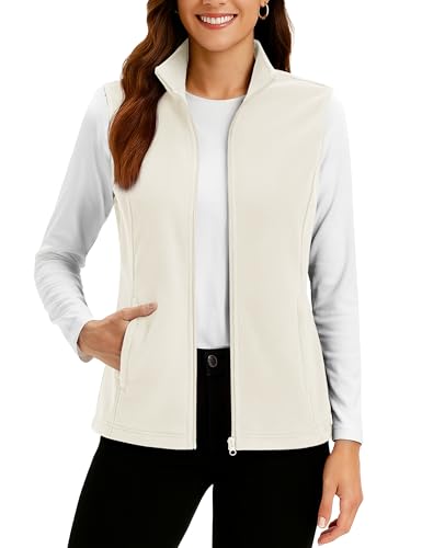 TACVASEN Women's Lightweight Fleece Vest with Pockets