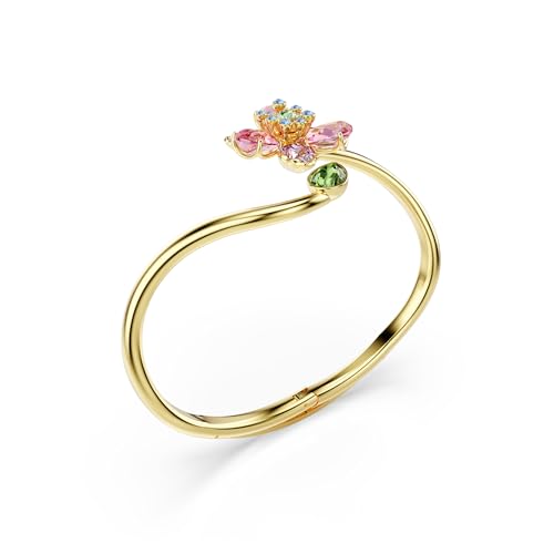 Swarovski Idyllia bangle, Mixed cuts, Flower, Multicolored, Gold-tone finish3