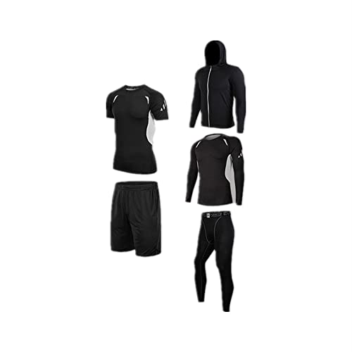 JXRYFMCY Sportbekleidung für Männer 5 stücke Herrenkompression Unterwäsche Set Schnell Trocknen Lauf Fitness Kleidung Kompressionsset (Color : Black, Größe : M) Cover