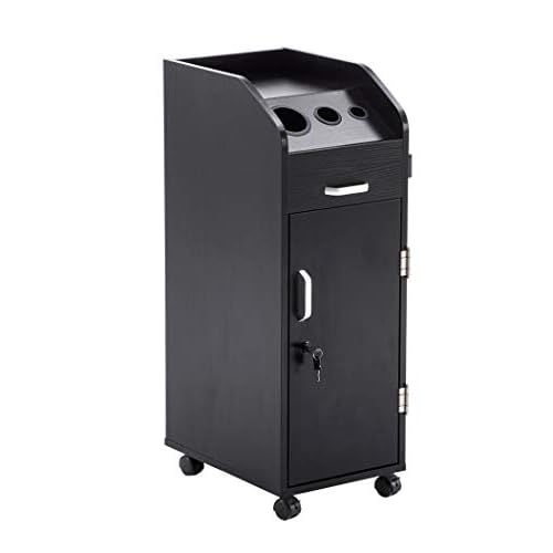 BarberPub Friseurwagen Kosmetikwagen Arbeitswagen Rollwagen Bedienungswagen (Schwarz)