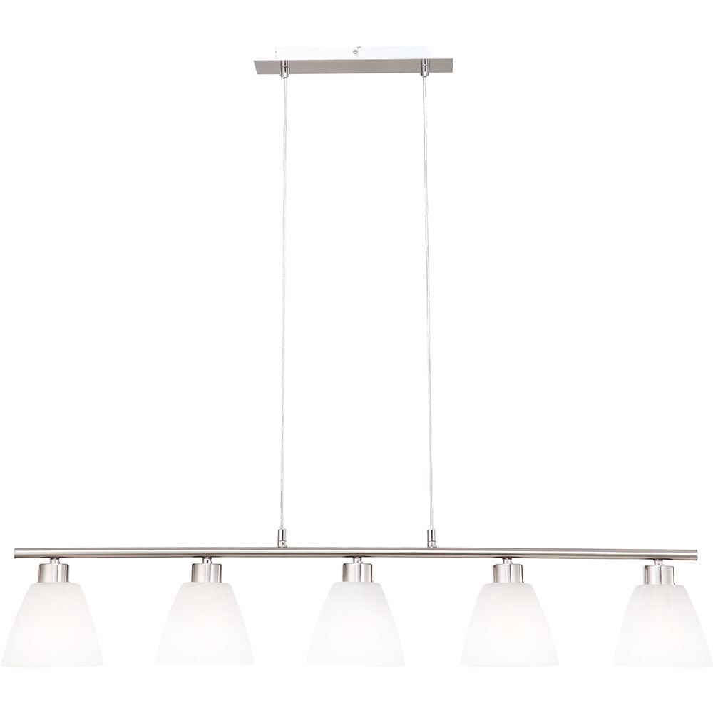 LED Pendelleuchte Chrom, 35cm Durchmesser, Höhenverstellbar 35-120cm, Warmweiß 3000K, 5x5W COB-LED
